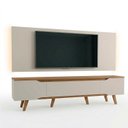 Ver imagem 3 de Rack Retrô com Painel para TV até 70 Polegadas com LED 2,20m Shop - Off White/Cedro