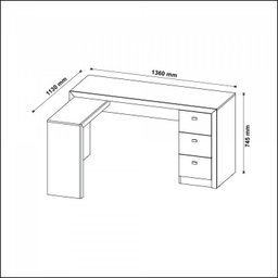 Kit Escritório 6 Peças com Mesa para Escritório em L, Balcão,  Gaveteiro,  Armário Multiuso Alto e 2 Estantes - 12