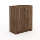 Ver imagem 6 de Conjunto Escritório 6 Peças com Mesa para em L, Balcão, Gaveteiro, Armário Multiuso Alto e 2 Estante Marrom/Nogal