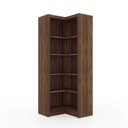 Ver imagem 3 de Conjunto Escritório 6 Peças com Mesa para em L, Balcão, Gaveteiro, Armário Multiuso Alto e 2 Estante Marrom/Nogal