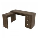 Ver imagem 2 de Conjunto Escritório 6 Peças com Mesa para em L, Balcão, Gaveteiro, Armário Multiuso Alto e 2 Estante Marrom/Nogal