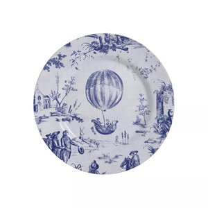 Conjunto com 6 Pratos de Sobremesa Toile de Jouy Azul Ø21cm Alleanza Cerâmica