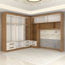 Ver imagem 5 de Guarda-roupa Casal Modulado Belgrado 11 Portas 6 Gavetas com Espelho Cinamomo/off White - Panorama M