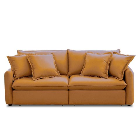 Sofá 210cm Retrátil Reclinável Almofadas Caixa Zero Sydney Veludo Terracota G93- Gran Belo
