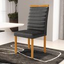 Ver imagem 4 de Kit com 4 Cadeiras Sara Madeira Maciça Estofadas para Mesa de Jantar Courino Preto 503
