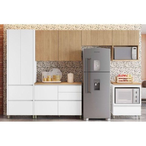 Cozinha Completa 6 Peças Rainha Gourmet 3 Aéreos 2 Balcões 1 Paneleiro C6p01 Branca Nature