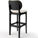Ver mais imagens de Kit 5 Banquetas Alta Bar Cozinha Jantar Betta L02 Preto Couríssimo Whisky Linho Cru - Lyam Decor