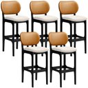 Ver imagem 1 de Kit 5 Banquetas Alta Bar Cozinha Jantar Betta L02 Preto Couríssimo Whisky Linho Cru - Lyam Decor