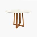 Ver imagem 1 de Mesa de Jantar Kappesberg em Madeira Maciça com Tampo de Vidro Off White 120cm