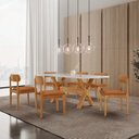 Ver imagem 1 de Conjunto de Mesa Jantar Bellini Tampo 180cm Laqueado Canto Moeda 6 Cadeiras Off White Star Caramelo/Imbuia Natural/Cinamomo Imbuia/ Marrom