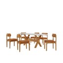 Ver imagem 2 de Conjunto de Mesa Jantar Bellini Tampo 180cm Laqueado Canto Moeda 6 Cadeiras Off White Star Caramelo/Imbuia Natural/Cinamomo Imbuia/ Marrom