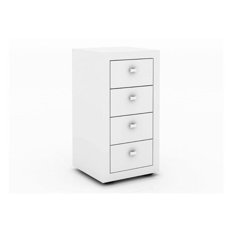 Multiuso Escritório ME4133 c/ 4 Gavetas e Rodízios Branco - Tecno Mobili