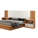 Ver imagem 3 de Cama Casal King com Cabeceira Ripada 3,45m e 02 Mesas de Cabeceira 100% Mdf Cor:off White com Freijó