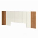 Ver mais imagens de Cama Casal King com Cabeceira Ripada 3,45m e 02 Mesas de Cabeceira 100% Mdf Cor:off White com Freijó