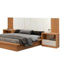 Ver imagem 4 de Cama Casal King com Cabeceira Ripada 3,45m e 02 Mesas de Cabeceira 100% MDF Cor:Off White com Freijó