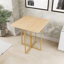 Ver imagem 1 de Mesa Quadrada Industrial 70cm Dourada Tampo Madeira Pinus Don Castro Decor Industrial Premium