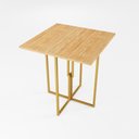 Ver imagem 2 de Mesa Quadrada Industrial 70cm Dourada Tampo Madeira Pinus Don Castro Decor Industrial Premium