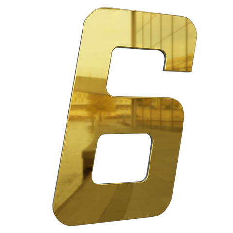 Número 130mm Garbo Font - Ouro Espelhado - Metalmidia 6