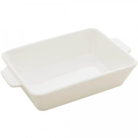 Kit 10 Refratários 23,5x5cm Travessa Porcelana Branca com Alça Funda Lyor Basic