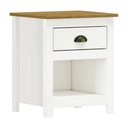 Ver imagem 2 de Mesa de Cabeceira 1 Gaveta Madeira Maciça Osiris Branco/freijó- G74 - Gran Belo