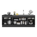Ver imagem 5 de Kit com 2 Balcões de Cozinha 150cm e 70cm com Rodapé Veneza Multimóveis V2108 Preto/branco