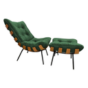 Ver imagem 2 de Poltrona Costela Acompanha Puff Apoio para Pés Confortável:verde