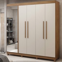 Guarda-Roupa Casal com Sapateira 5 Portas 1 Porta Espelhada Diamante  - 1