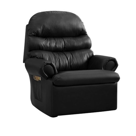 Poltrona do Papai Reclinável para Leitura Modelo Realeza em Corino Preto