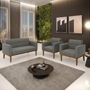 Ver imagem 1 de Conjunto 2 Poltronas e 1 Namoradeira Decorativa Karen Pés Fixo em Madeira Castanho Suede Grafite G19