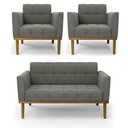 Ver imagem 2 de Conjunto 2 Poltronas e 1 Namoradeira Decorativa Karen Pés Fixo em Madeira Castanho Suede Grafite G19