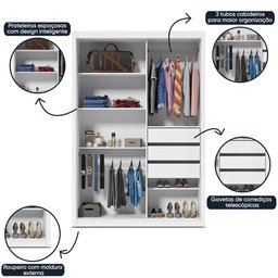 Guarda-Roupa Solteiro 2 Portas 1 Porta Espelhada Royale 100% MDF - 10