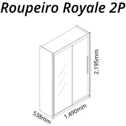 Guarda-Roupa Solteiro 2 Portas 1 Porta Espelhada Royale 100% MDF - 8