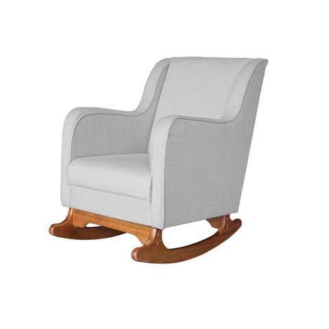 Poltrona Amamentação Aquila Balanço com Puff Suede Cinza Ideal Moveis