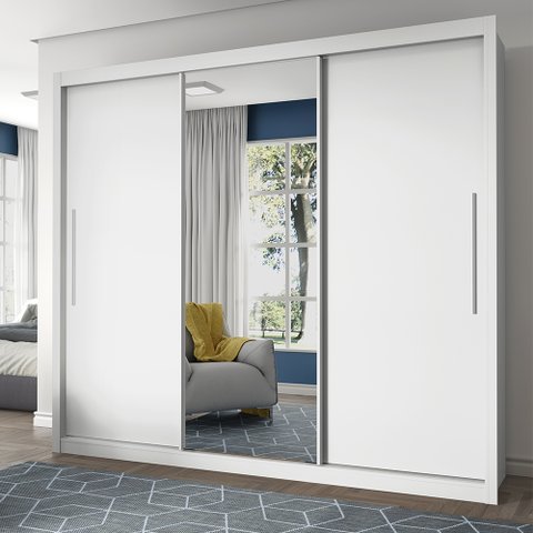 Guarda-Roupa Casal 3 Portas 1 Porta Espelhada Royale 100% MDF