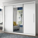 Ver imagem 1 de Guarda-Roupa Casal 3 Portas 1 Porta Espelhada Royale 100% MDF Branco/Acetinado