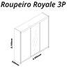 Guarda-Roupa Casal 3 Portas 1 Porta Espelhada Royale 100% MDF - 9