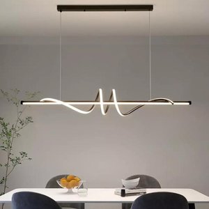 Lustre Pendente Moderno Sinus Led 45w 3 em 1 em Alumínio Preto para Ambientes Sofisticados
