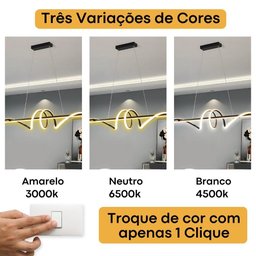 Lustre Pendente Moderno Sinus Led 45w 3 em 1 em Alumínio Preto para Ambientes Sofisticados - 3