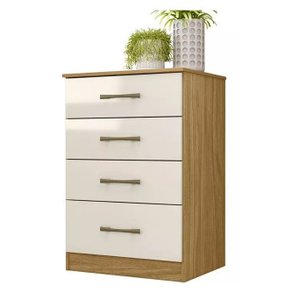 Cômoda Moval Ms913 913026 Cor Naturale e Branco 4 Gavetas