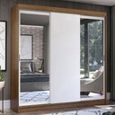 Ver imagem 1 de Guarda-Roupa Casal Madesa Istambul 3 Portas de Correr com Espelhos 3 Gavetas Rustic/Branco Cor:Rusti