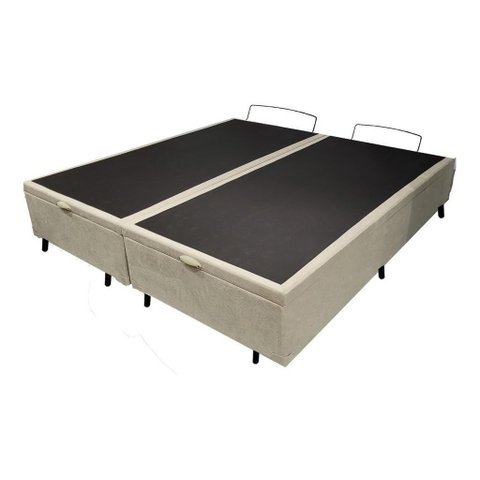Cama Box Bau King Bege Corino 1,93cm Premium Blindada Super Reforçada