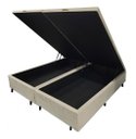 Ver imagem 4 de Cama Box Bau King Bege Corino 1,93cm Premium Blindada Super Reforçada