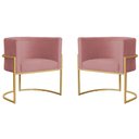 Ver imagem 1 de Kit 2 Poltronas Decorativa Sala de Estar Luana Base Gold Suede