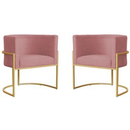 Kit 2 Poltronas Decorativa Sala de Estar Luana Base Gold Suede - 1