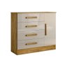 Cômoda Casal Zeus c/ 1 Porta e 4 Gavetas Puxador Madeira Branco - Bianchi - 6