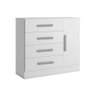 Cômoda Casal Zeus c/ 1 Porta e 4 Gavetas Puxador Madeira Branco - Bianchi - 1