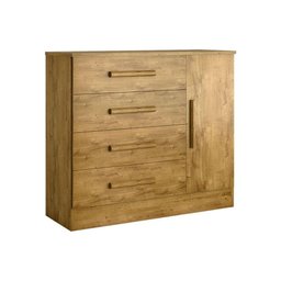 Cômoda Casal Zeus c/ 1 Porta e 4 Gavetas Puxador Madeira Branco - Bianchi - 5