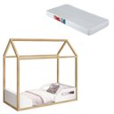 Ver imagem 1 de Mini Cama Montessoriana Zoe Branco Acetinado Pinus Natural com Colchão Ortobom - Reller
