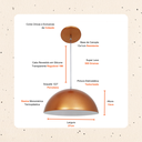 Ver imagem 2 de Luminária Esfera Lustre Led de Teto Meia Lua 34 Texturado:Rosé