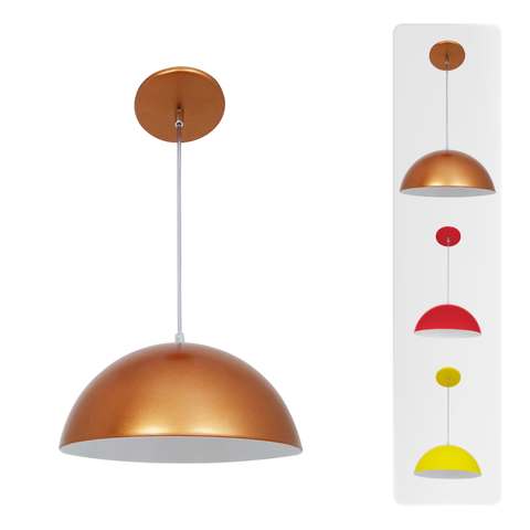 Luminária Esfera Lustre Led de Teto Meia Lua 34 Texturado:Rosé